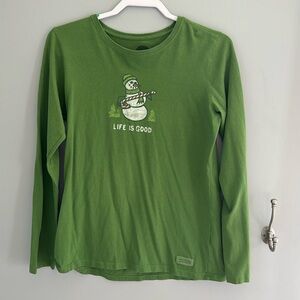 Life is Good Women’s medium long sleeve “snowman candy cane”